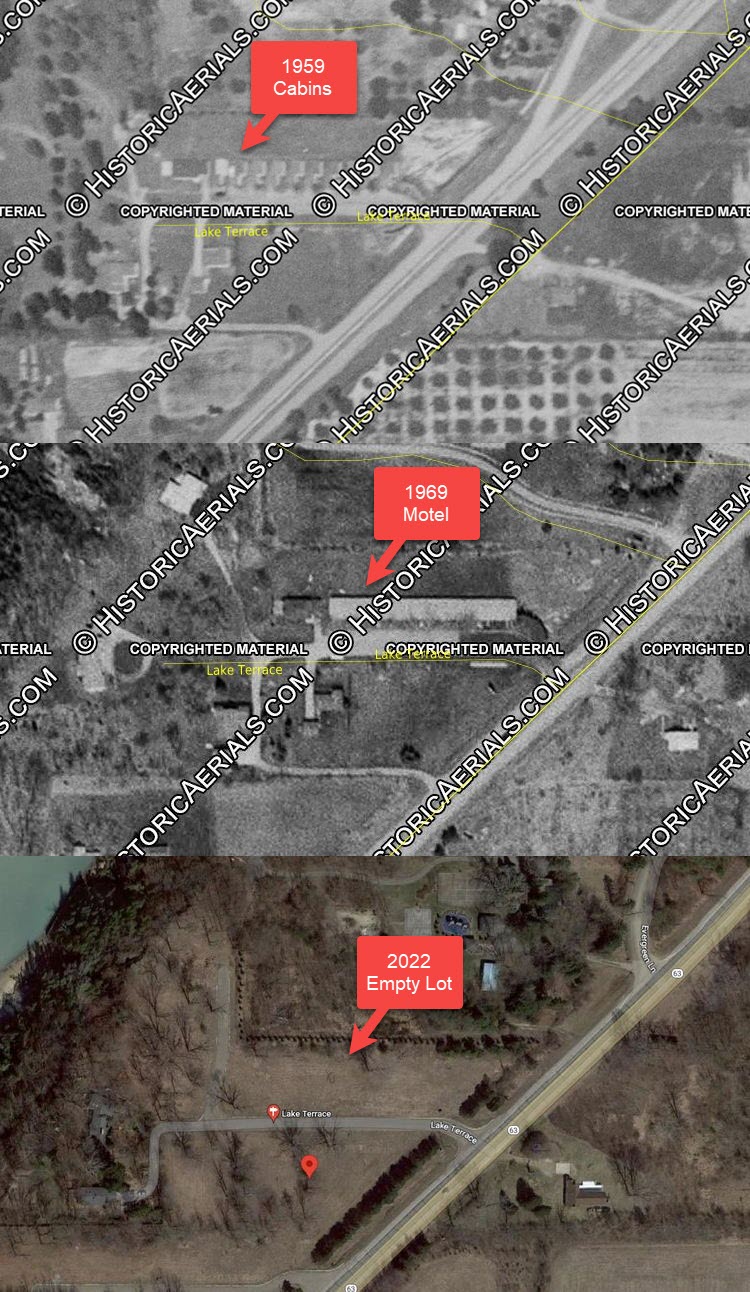 Cedaer Bluff Motel - Historical Aerials (newer photo)